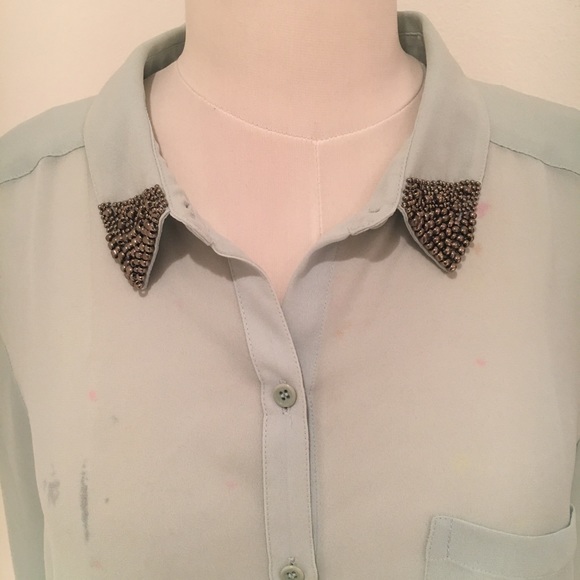 COPY - Trouve Shear Button Down w/Metallic Beading - Picture 2 of 7